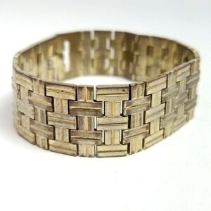 Vintage Crown Trifari Alfred Philippe Articulated Tank Bracelet Gold Tone Signed